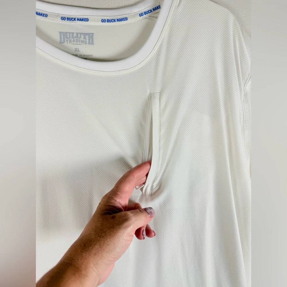 Duluth Trading Buck Naked Travel Crew Undershirt Men’s XL White Zip Pocket